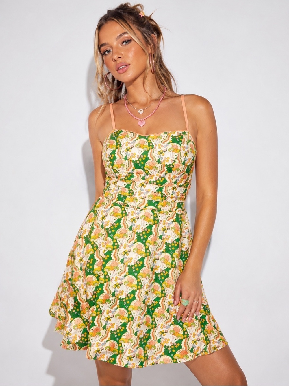 Unique Vintage Follow Your Heart Mushroom Mini Dress